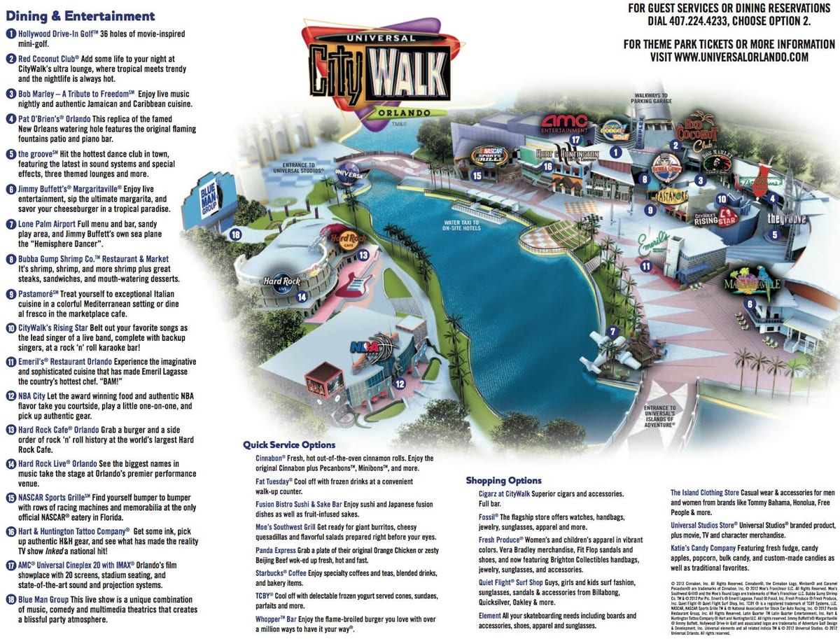 Universal Orlando Siti уок xəritə